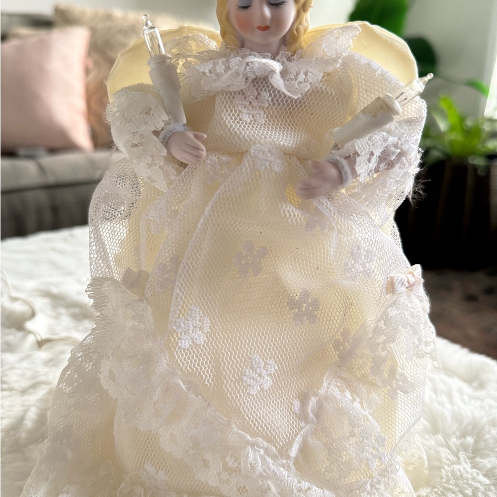 Victorian Lighted Angel Tree Topper - Picture 2 of 5